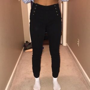 high waisted double button jeans